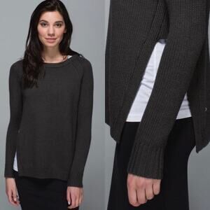 Lululemon yin to you merino‎ wool heathered dark wren sweater size 12 minimalist